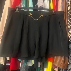 SHEIN Black Women's Shorts with Gold Chain Detail